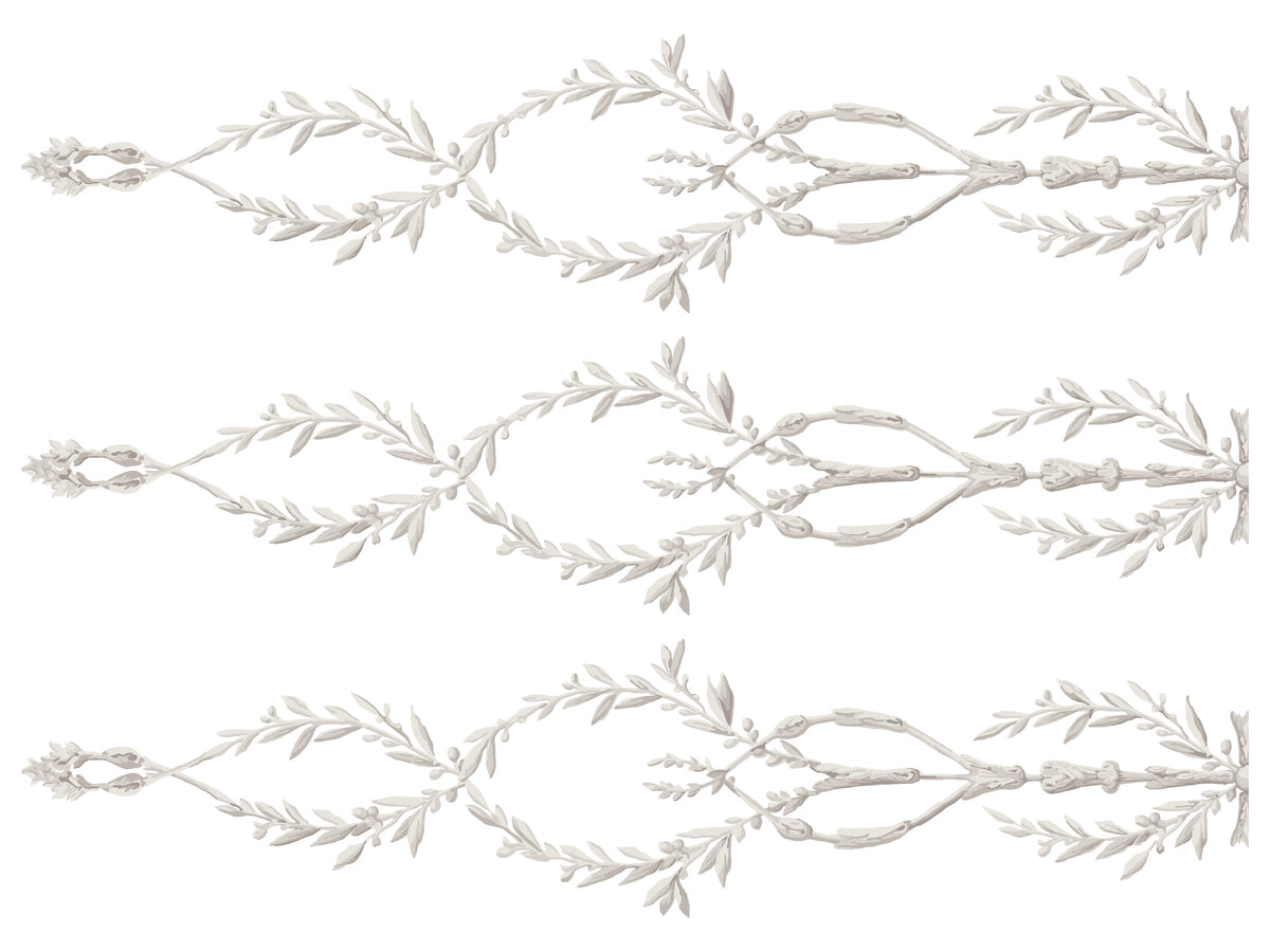 IOD Trompe L’oeil Laurel Paint Inlay with leafy laurel design for furniture embellishment.