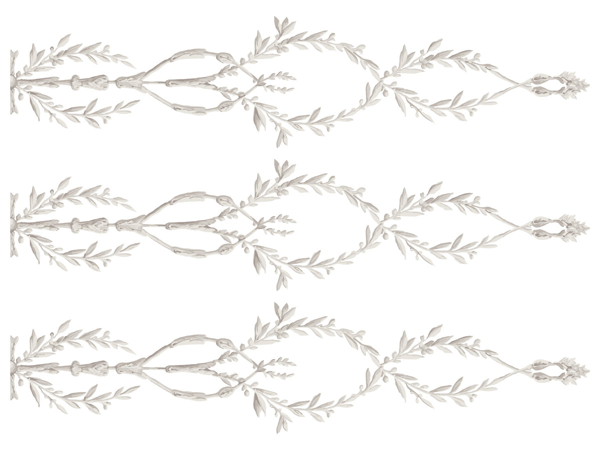 Set of three I.O.D. Trompe L’oeil Laurel Paint Inlays arranged on a plain white background.