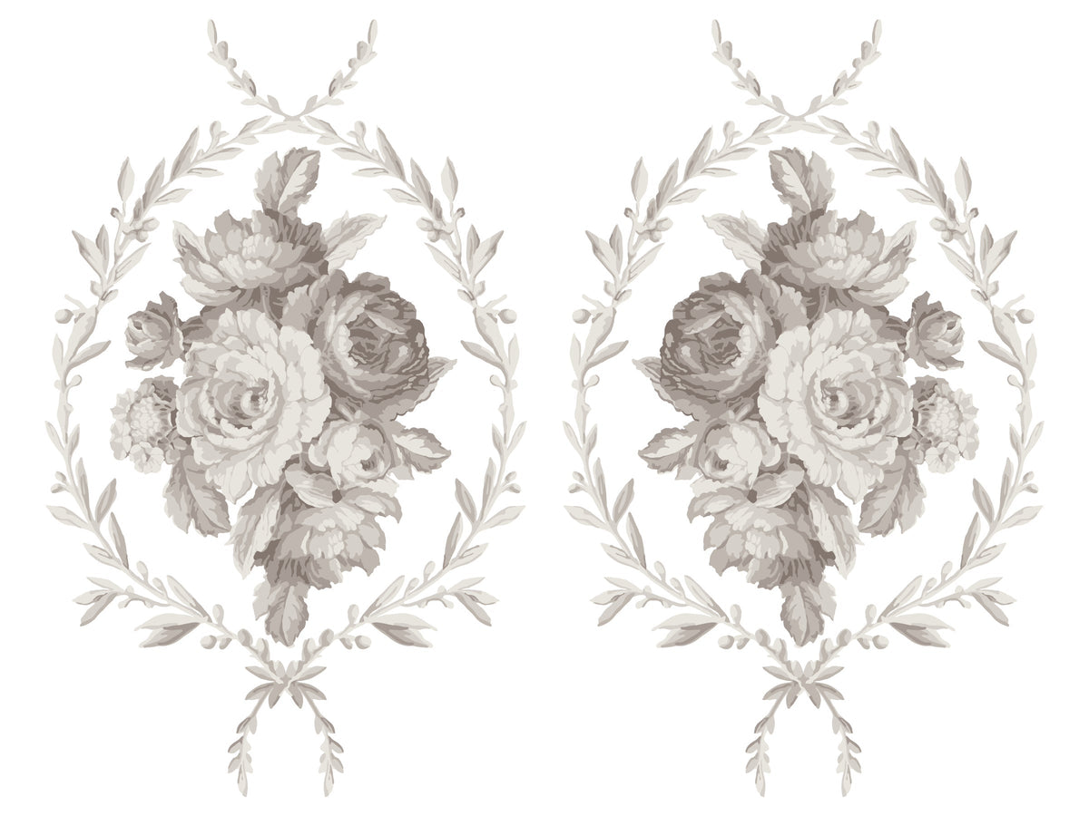 I.O.D. Trompe L’oeil Laurel Paint Inlays, set of two, suitable for vintage furniture or floral wreath projects.