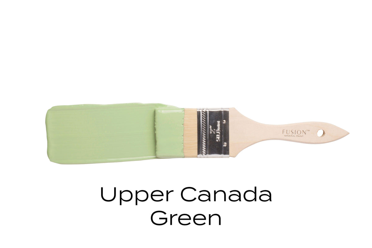 Brush with Upper Canada Green Fusion Mineral Paint (Seasonal) by Fusion Mineral Paint on white background.