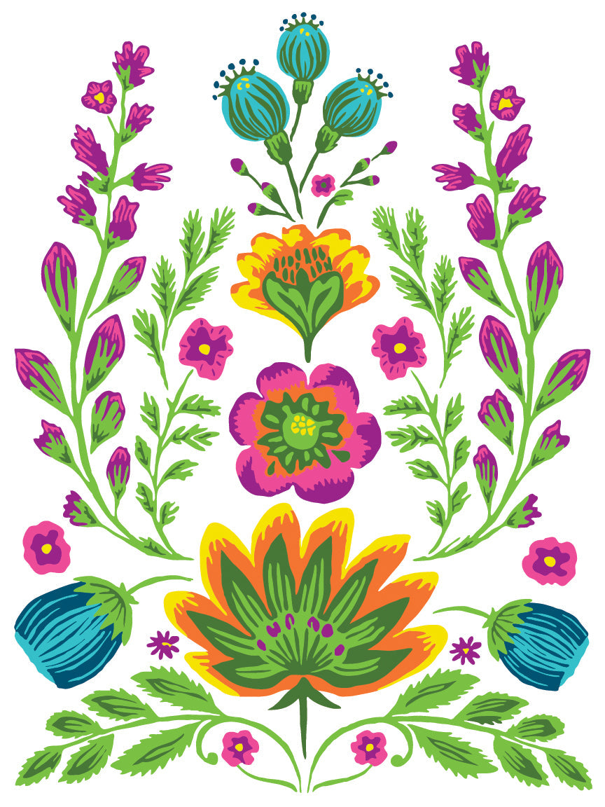 Floral pattern inspired by I.O.D. Vida Flora Paint Inlay, designed by Debi Beard for Iron Orchid Designs.