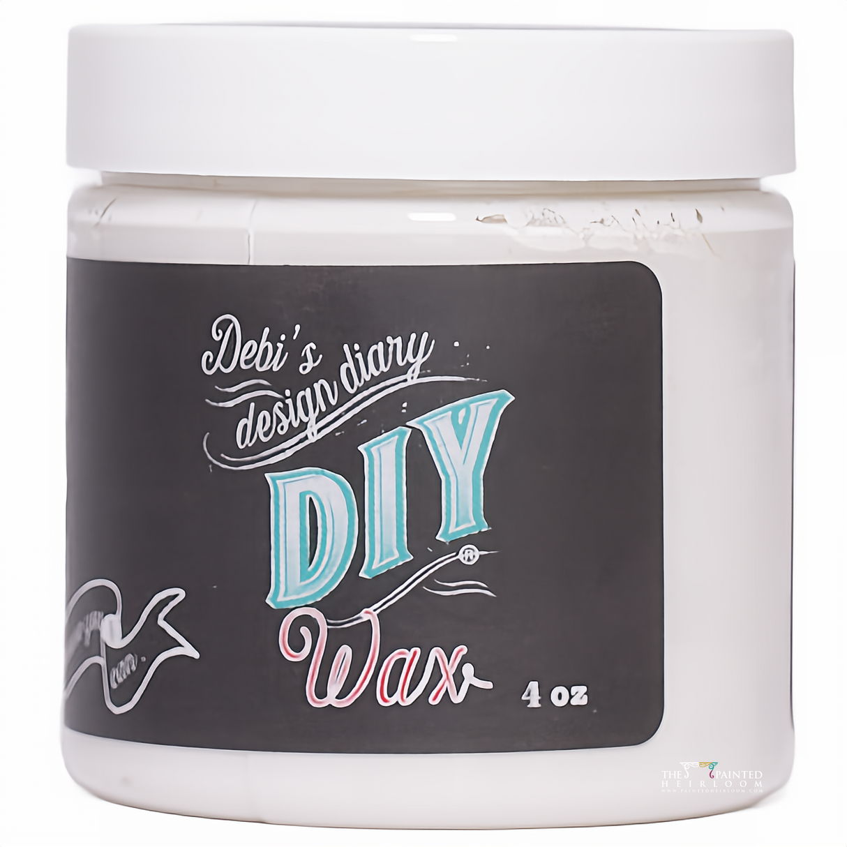DIY Paint Co. White DIY Wax, 4 oz jar with black and teal label.