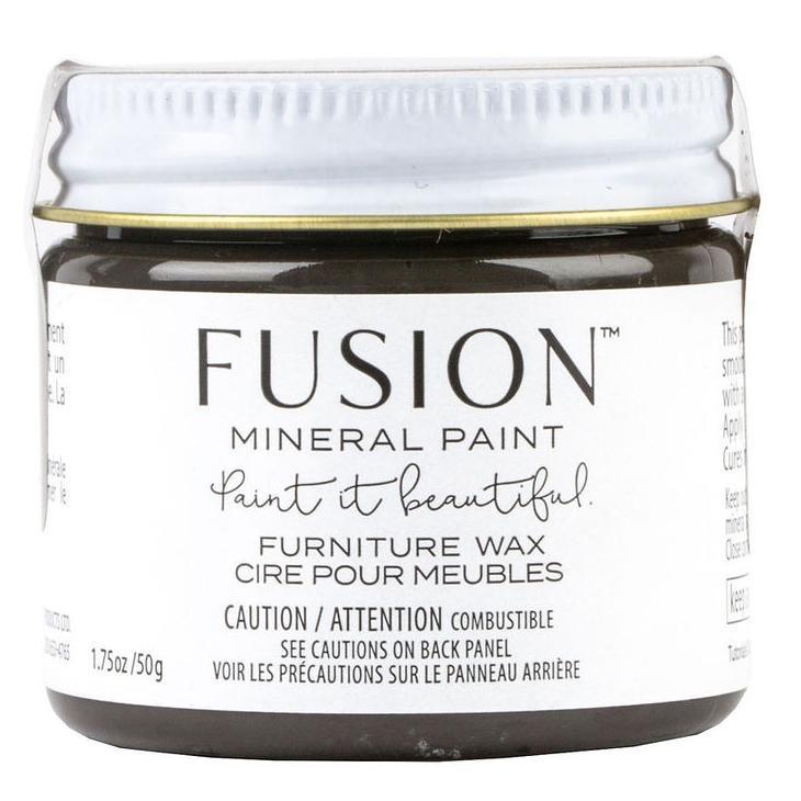 1.75 oz (50g) jar of Fusion Mineral Paint Ageing Furniture Wax with white label and metal lid.