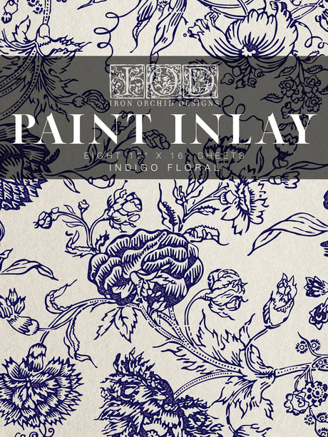 Indigo Floral Paint Inlay (pad of 8 12"x16" sheets) by IOD - Iron Orchid Designs @ Painted Heirloom