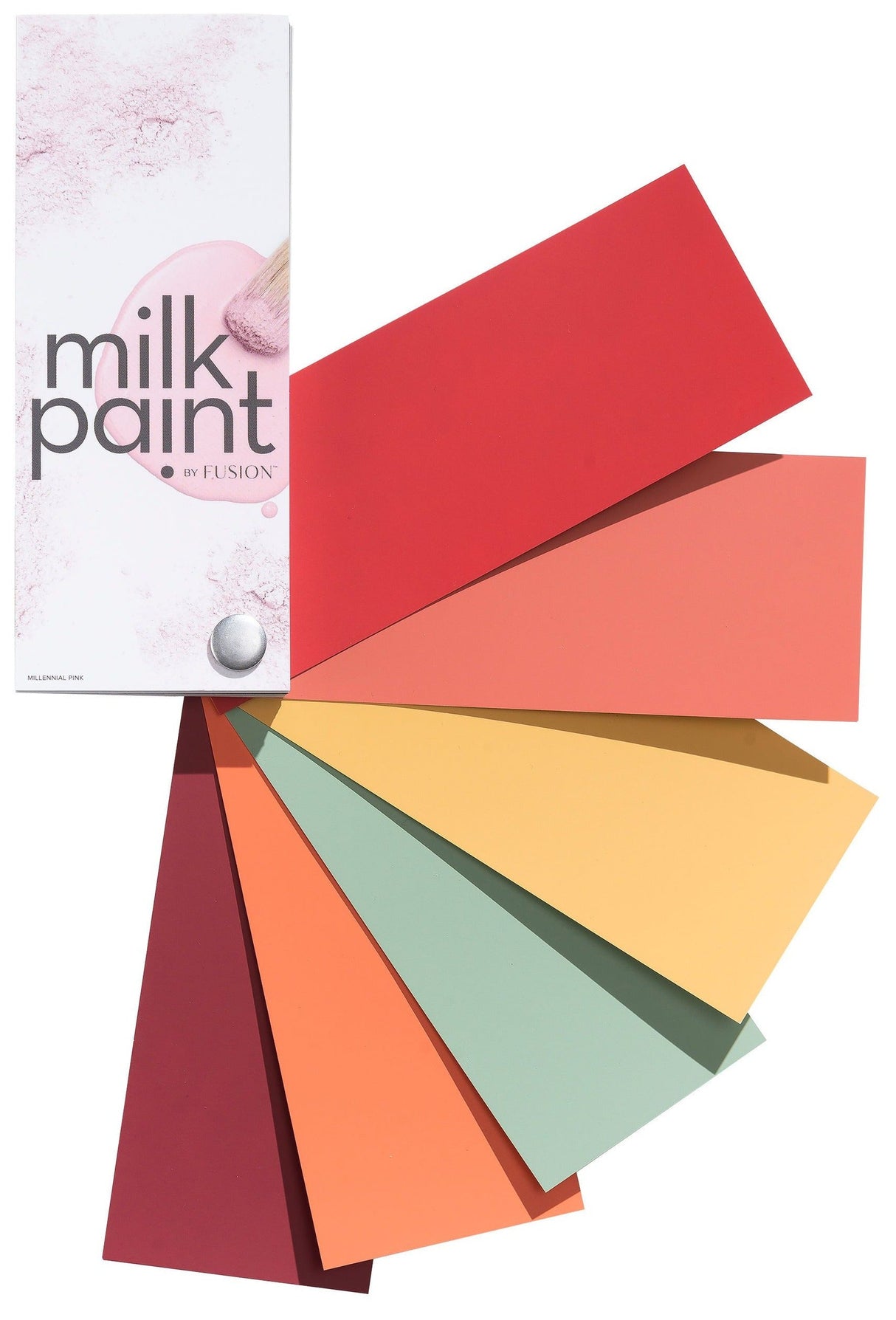 Milk Paint by Fusion True to Color Fan Deck with 8 hues, ranging from red to mint, by Fusion Mineral Paint.