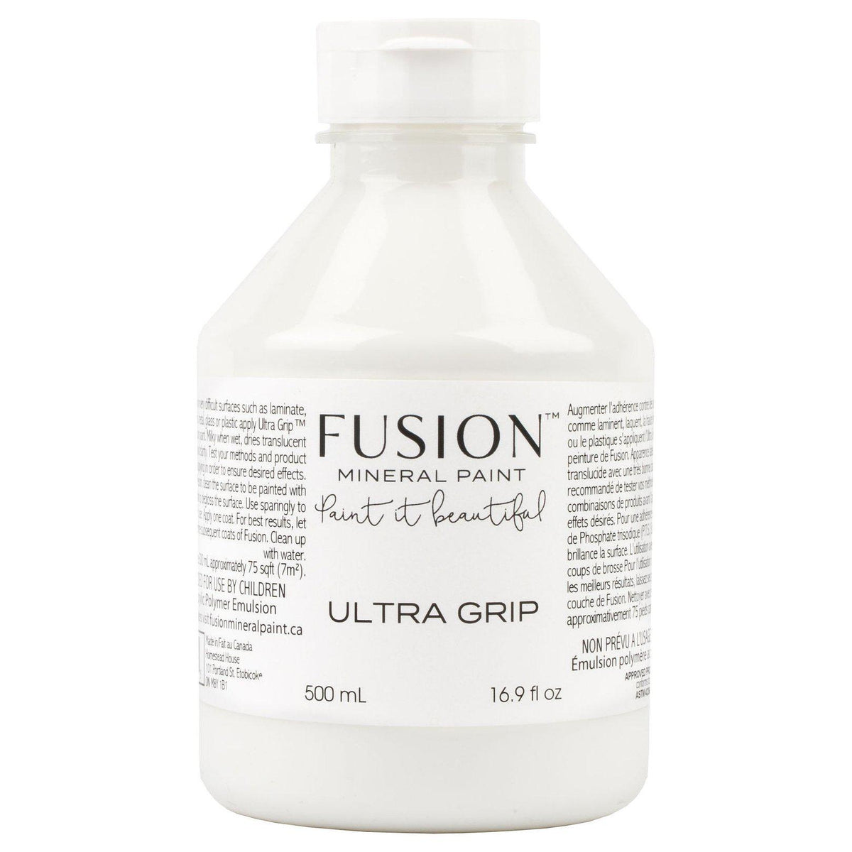 500 mL Fusion Mineral Paint Ultra Grip Bonding Agent bottle with white label.