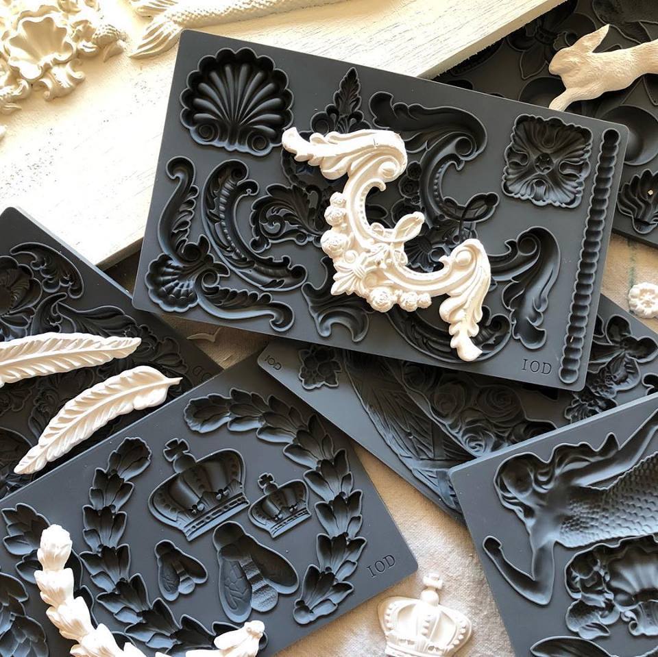 IOD Decor Moulds - Sea Sisters, Classic Elements, Fleur-de-lis, Classical Cherubs, Wing and Feathers, Laurel, and Swags Decor Moulds by Iron Orchid Designs