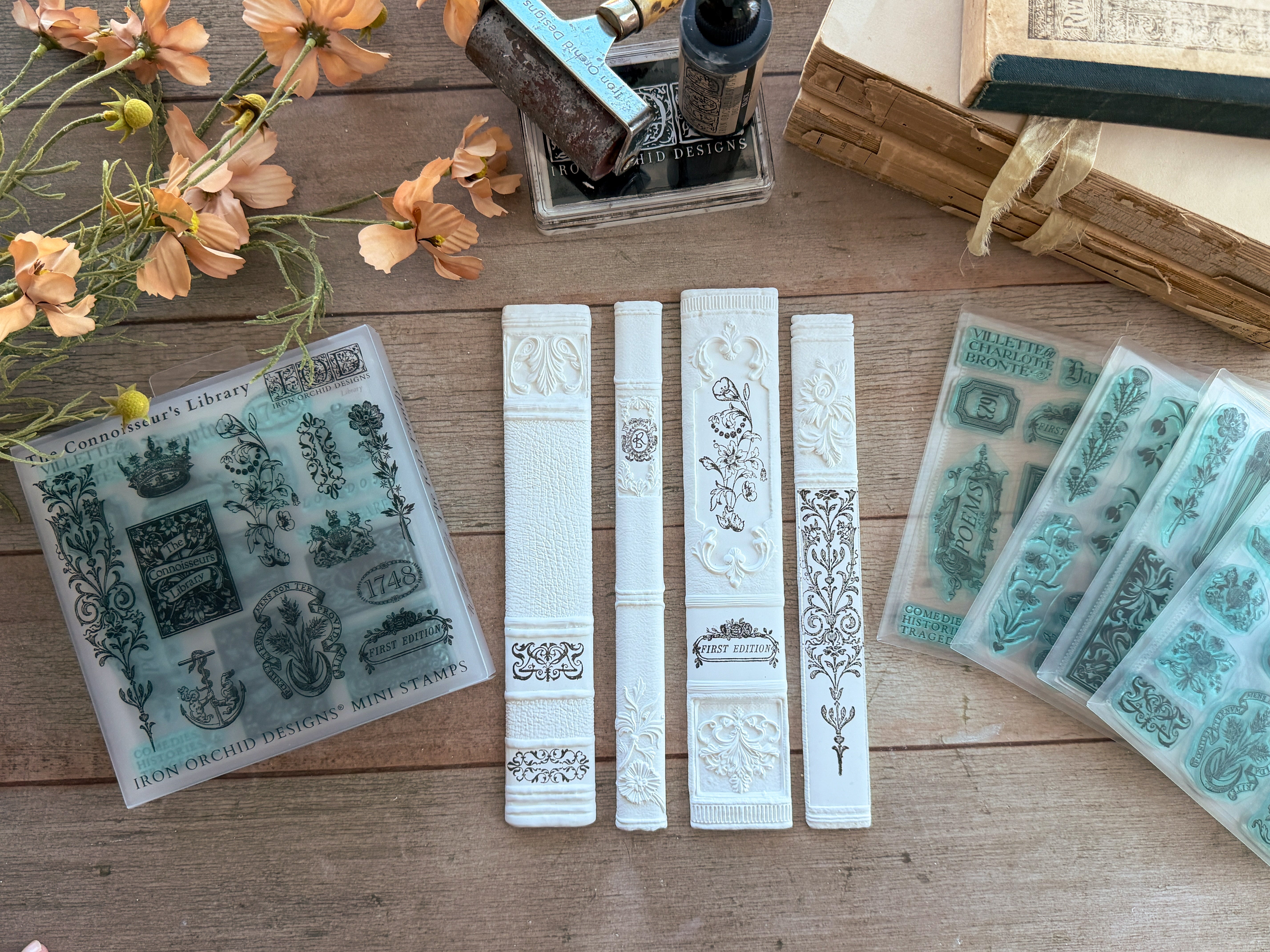 IOD The Connoisseur's Library Stamp | 6” x 6” Bookish Mini Stamp