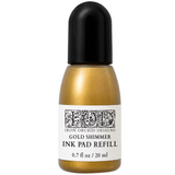 IOD Gold Shimmer Metallic Ink Pad Refill, 0.7 fl oz, for refreshing IOD pigment ink pads.