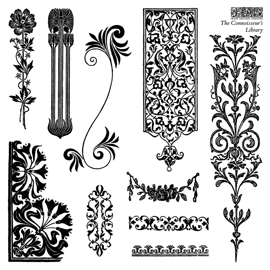 The Connoisseur's Library Mini Stamp by IOD - Iron Orchid Designs