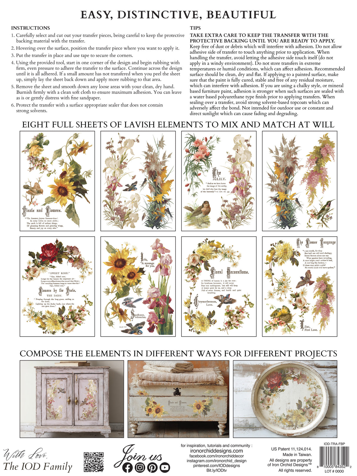 Flowers by the Poets Transfer by IOD - Iron Orchid Designs