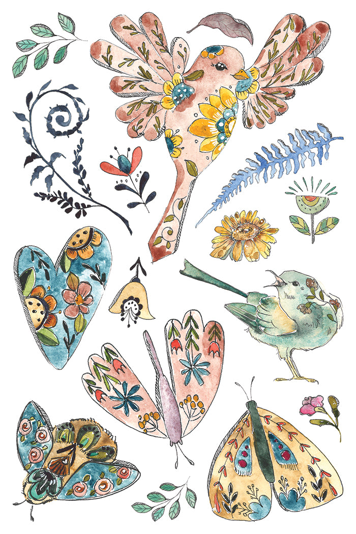 洋書☆テキスタイルアートオブインディアINDIA☆CHRONICLE BOOKS IOD Fern Fables Transfer | 8” x 12” Botanical Folk Art Decor