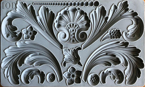 Acanthus Scroll Mould by I.O.D., ornate silicone mold for use with clay, resin, and crafts.