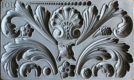 Acanthus Scroll Mould by I.O.D., ornate silicone mold for use with clay, resin, and crafts.