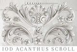 White acanthus, floral, and shell motifs made with I.O.D. Acanthus Scroll Mould by Iron Orchid Designs.