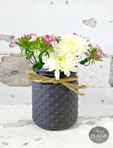 Adelaide by Old Fashioned Milk Paint, gray jar with blooms.