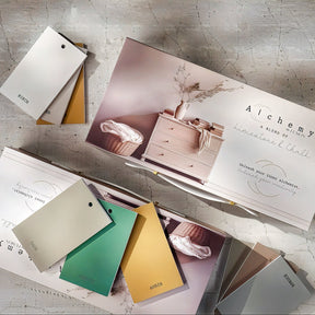 Fusion Mineral Paint Alchemy Briefcase Swatch Box Set with chalk-style swatches and display brochure included.