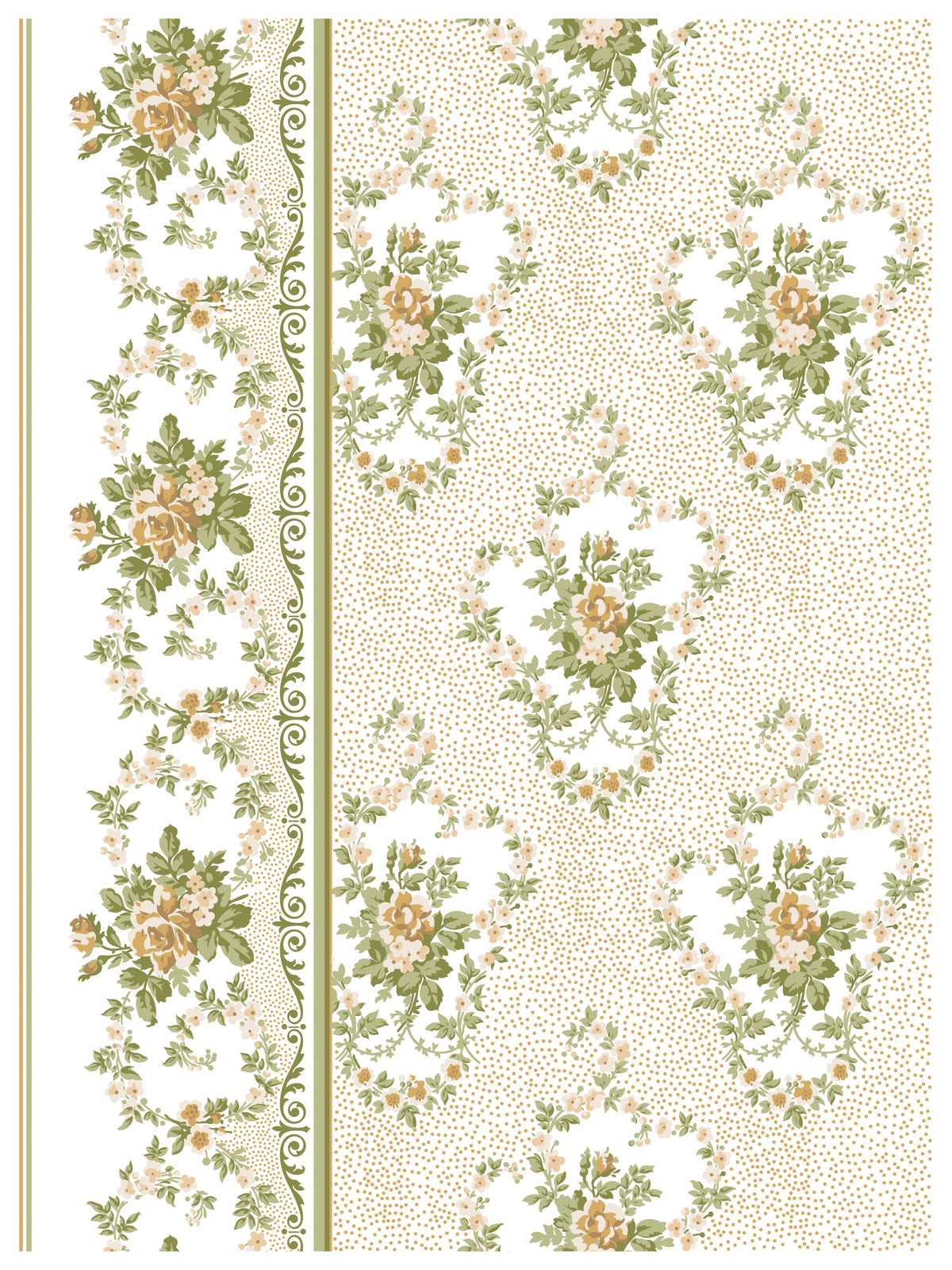 Alfred Peats and Co. Paint Inlay by I.O.D. featuring floral, rose, and stripe design for European-inspired decor.