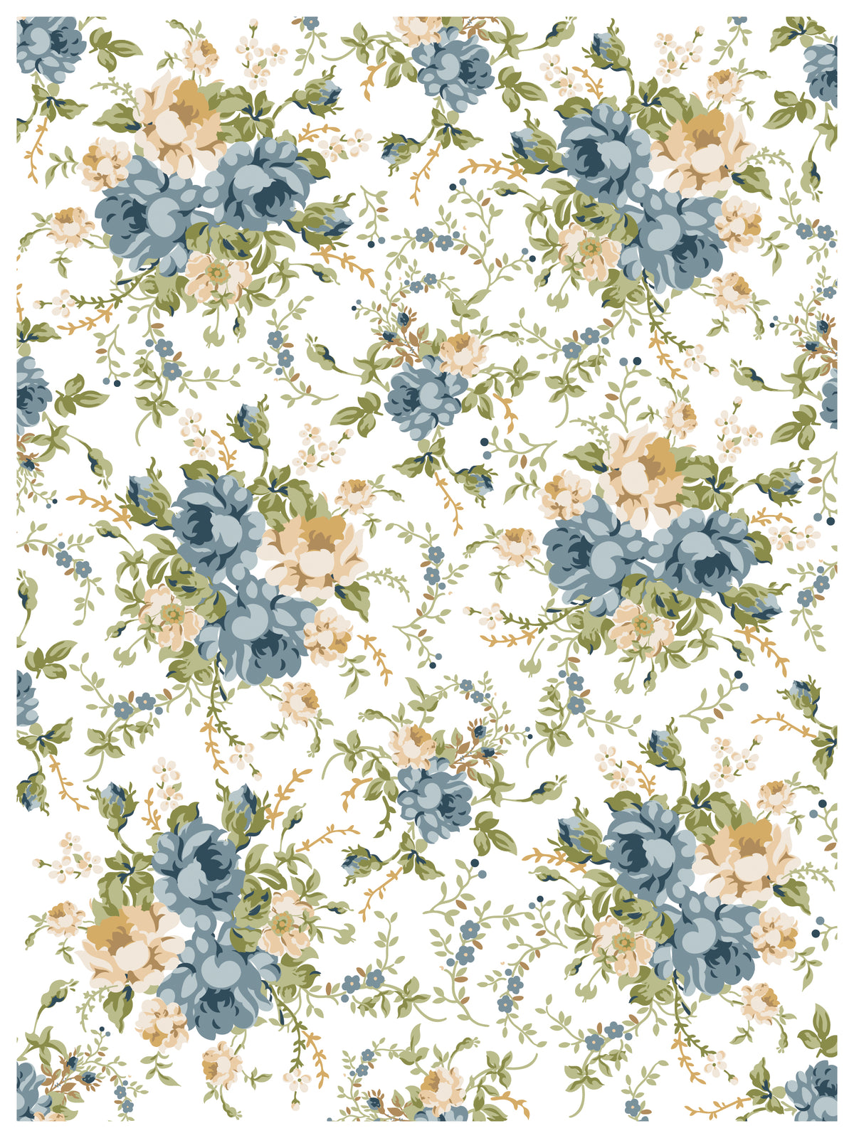 Alfred Peats and Co. Paint Inlay by IOD, vintage floral design in blue, beige, and green for European-style decor.