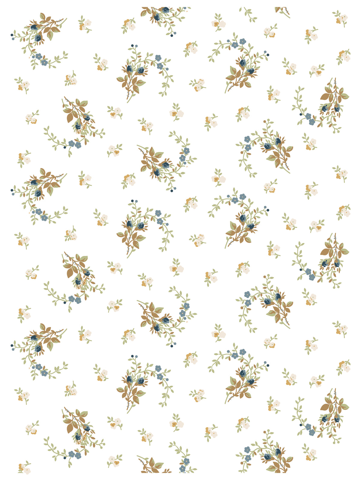 Alfred Peats and Co. Paint Inlay by I.O.D. featuring vintage floral clusters in brown, green, and blue.