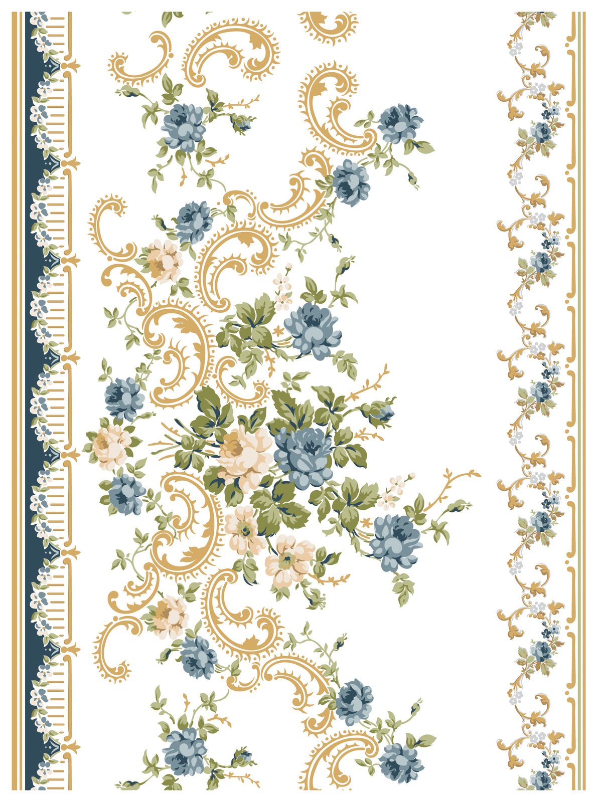 Alfred Peats and Co. Paint Inlay by I.O.D., vintage blue and beige floral European-style pattern.