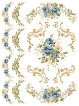 Alfred Peats and Co. Paint Inlay by IOD with vintage blue, cream, and green floral patterns on white background.