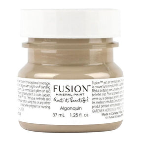 Fusion Mineral Paint 37ml, Algonquin color, deep taupe matte finish with a white lid.