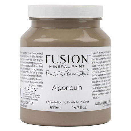 500ml Algonquin Fusion Mineral Paint, deep taupe color, smooth matte finish, by Fusion Mineral Paint.
