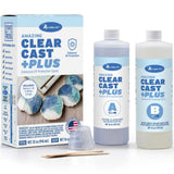 Amazing Clear Cast +Plus Epoxy by Notions kit with bottles, cups, and sticks for clear UV-resistant coating.