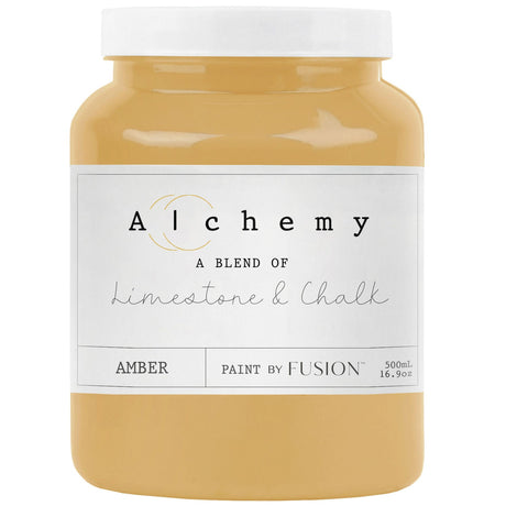 500mL Fusion Mineral Paint Amber Alchemy jar with chalk finish blended with limestone and chalk.