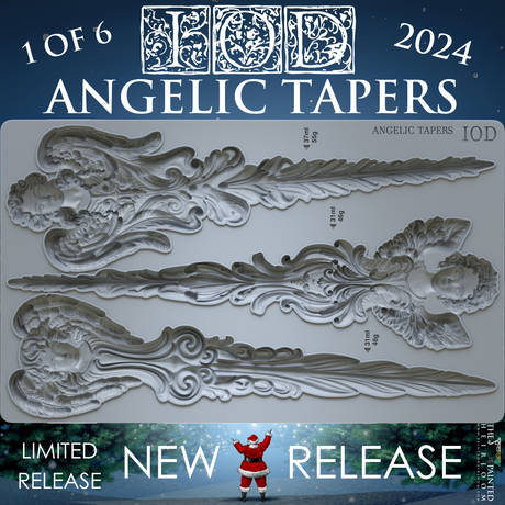 I.O.D. Angelic Tapers Mould 2024 Limited Release, set of three with ornate design for Iron Orchid Designs collection.