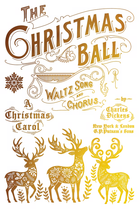 I.O.D. Angles Sing Gilded Transfer, 2026 Limited Release; ornate reindeer with gold and silver accents, vintage style.