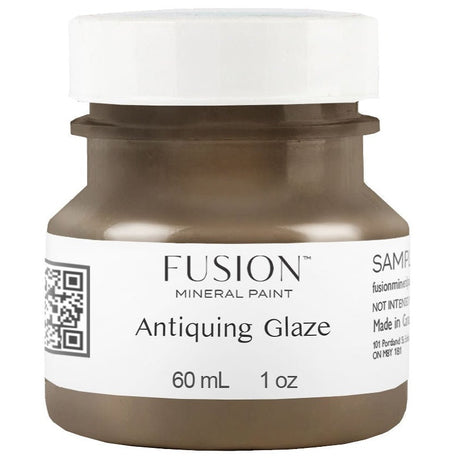 Fusion Mineral Paint Antiquing Glaze, 60mL jar with white lid and labeled front.