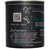 Bohemian Blue DIY Paint can by DIY Paint Co. showing QR code, website, and instructions.