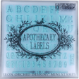 Apothecary Mini-Stamp by IOD, alphabet and number stamp set from Iron Orchid Designs for labeling and crafts.