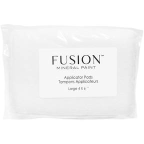 Fusion Mineral Paint Applicator Pads 2-pack, large 4x6″ size, packaged in a clear plastic wrapper.