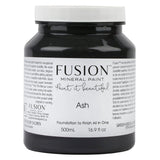 500ml Ash Fusion Mineral Paint, dark charcoal grey acrylic, Fusion Mineral Paint label visible on container.