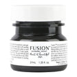 Fusion Mineral Paint 37mL jar, Ash color (dark charcoal grey) with white cap.