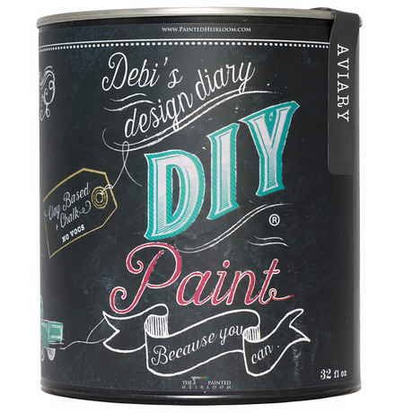 Aviary DIY Paint by DIY Paint Co. in a can featuring a chalkboard-style Debis Design Diary label.