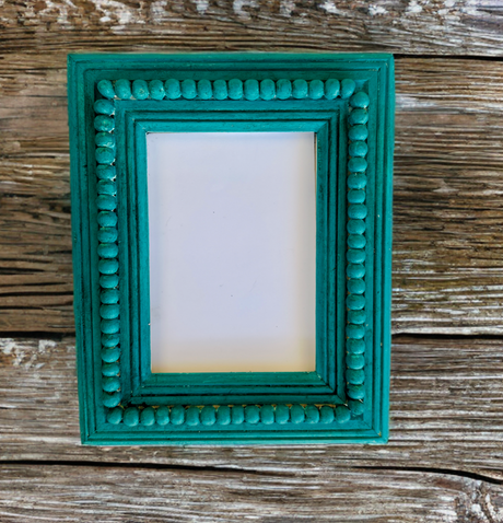 Teal frame with beaded border, painted in Azure DIY Cottage Color by DIY Paint Co.