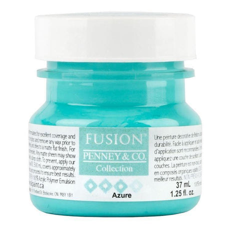 Fusion Mineral Paint Azure, 37 mL, intense blue all-in-one acrylic paint jar with white lid.