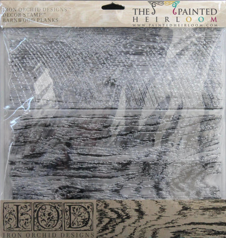 Barnwood Planks silicone stamp set by I.O.D. in packaging, displaying woodgrain pattern design.