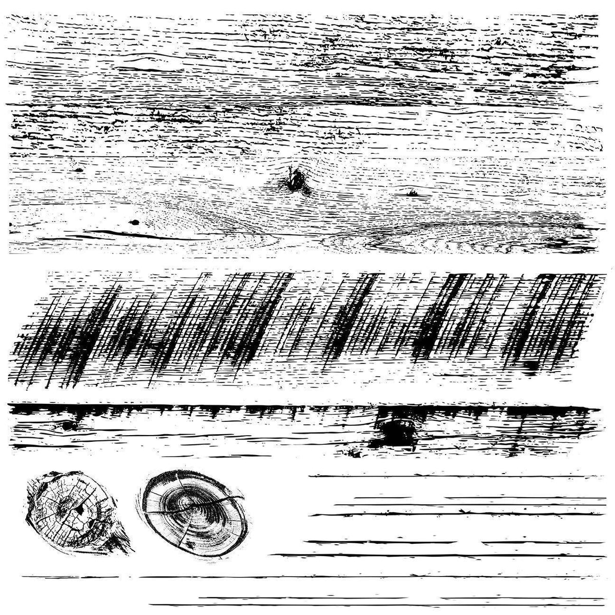 Three sketch panels displaying water effects for use with I.O.D. Barnwood Planks Stamp or silicone stamps.