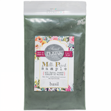 Old Fashioned Milk Paint, Basil color, in a clear bag labeled “floral” with mix-with-water directions visible.