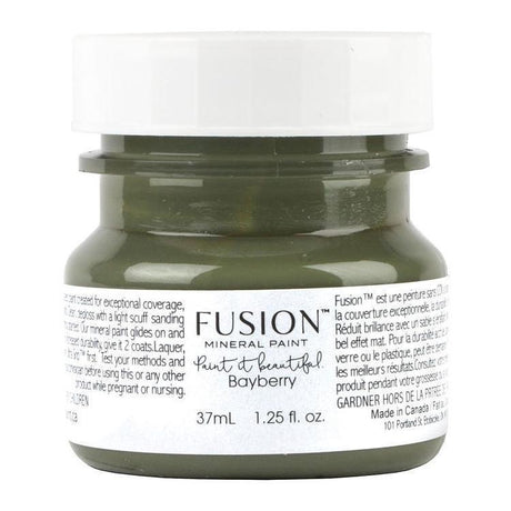 37mL Bayberry Fusion Mineral Paint jar, olive green, with white label and lid.