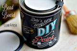 Open can of DIY Paint Co. Bead Board paint with brush.