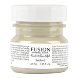 37 mL jar of Fusion Mineral Paint Bedford, neutral grey, matte finish, with a white screw-on lid.