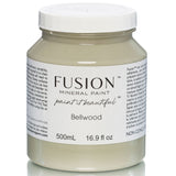 Fusion Mineral Paint 500ml jar, Bellwood (soft sage green), with silver lid and white label.