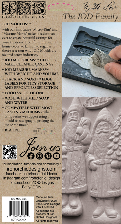 Hand pressing I.O.D. Belsnickel Mould (2026 Limited Release); close-up shows mold in white material.