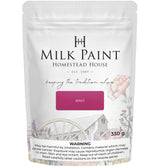 330g Homestead House Milk Paint bag, shade Beret, with warning label at the bottom.